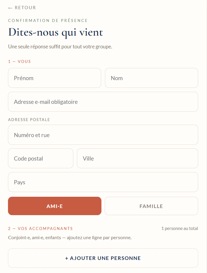 Formulaire RSVP